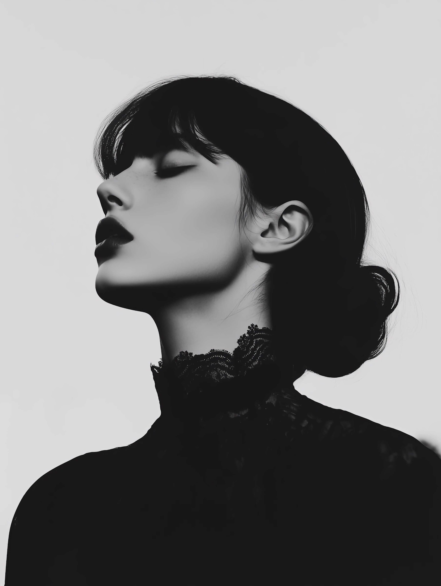 Black-and-white editorial portrait